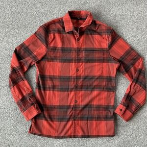 Lululemon Shirt Mens Small Mason Peak Red Black Plaid Button Down  Flannel